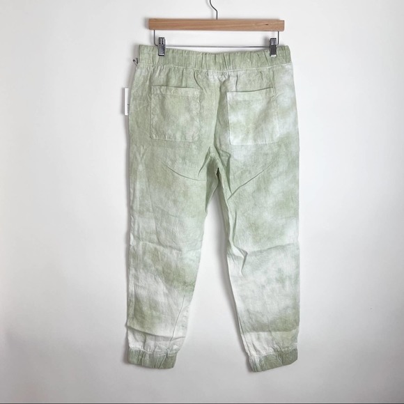 New Bella Dahl Large Tie Dye Linen Jogger Pants Green - Picture 3 of 8